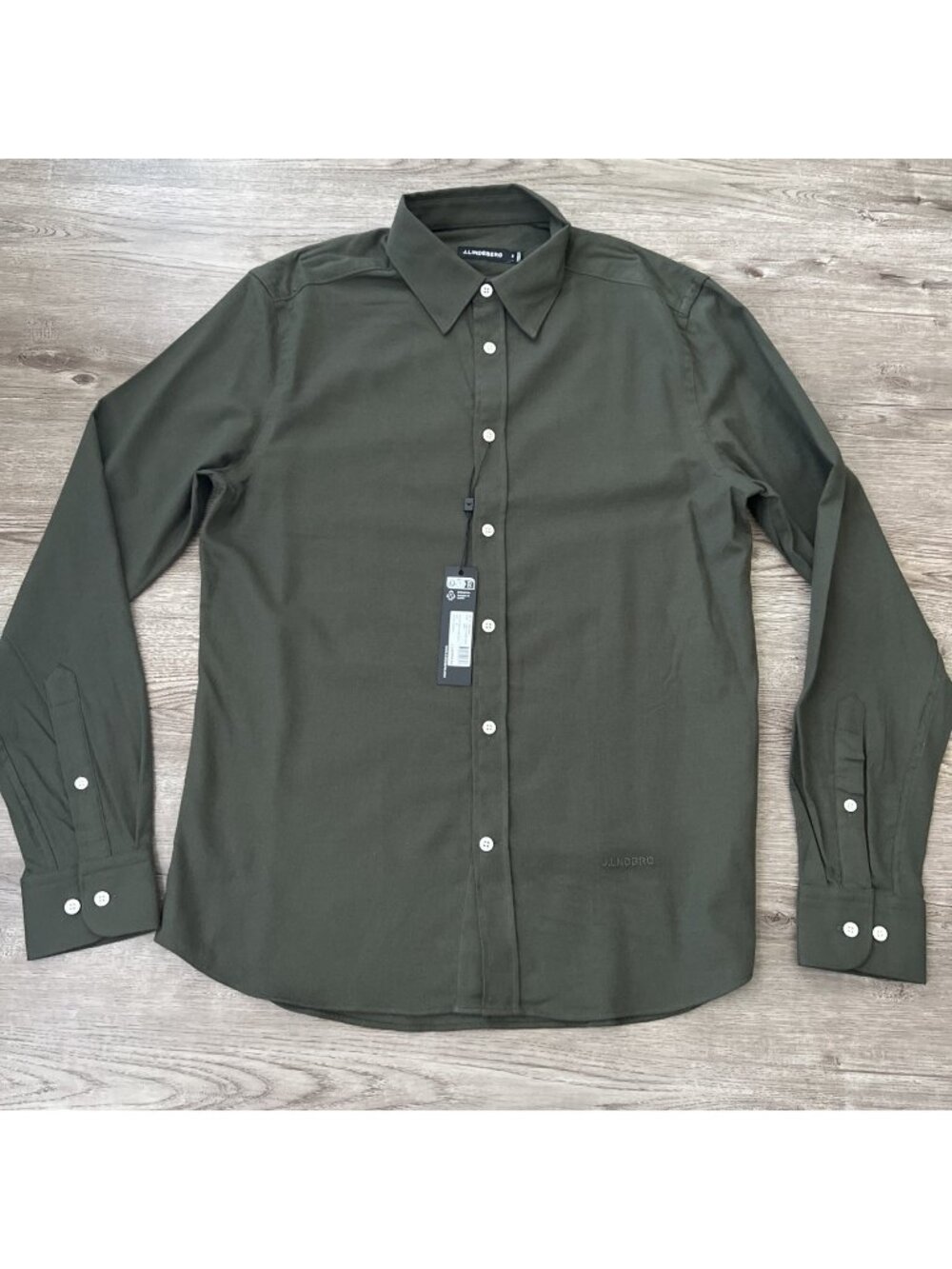 NWT J.Lindeberg Light Flannel Slim Shirt Mens Medium Forest Green Cotton